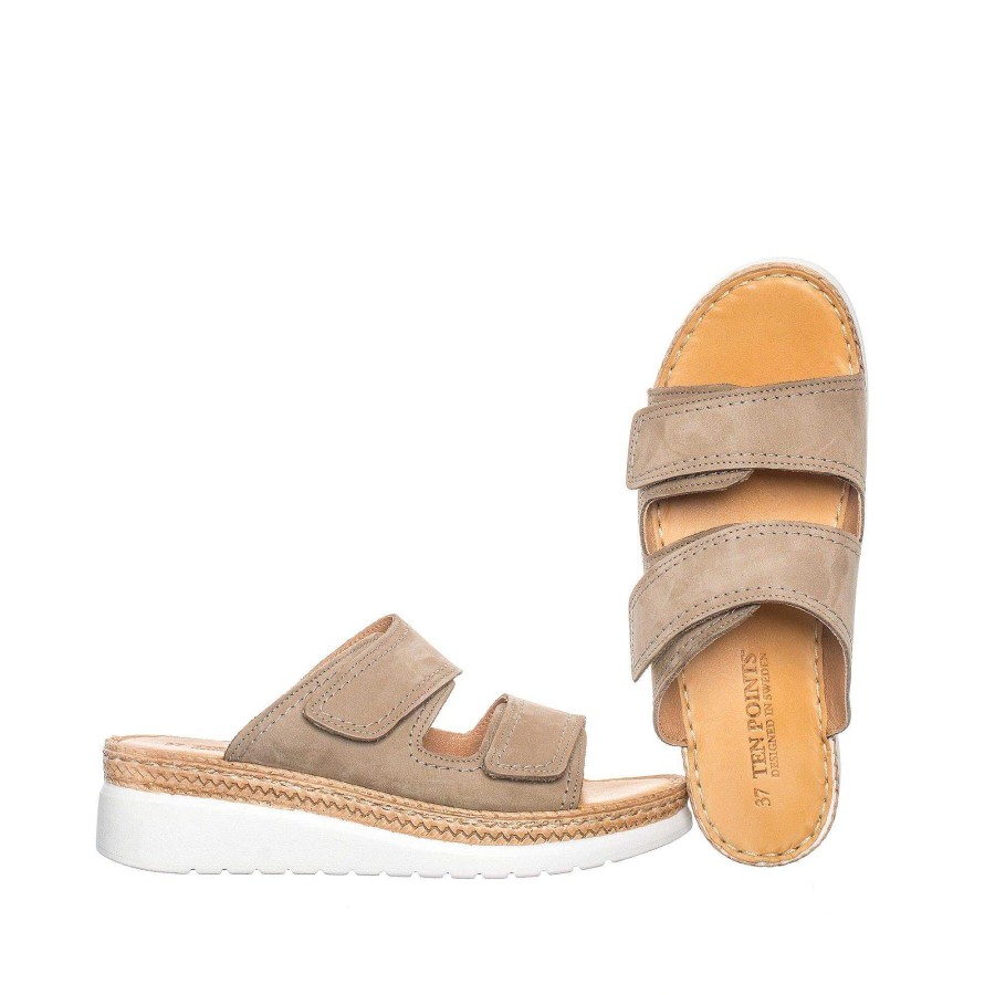 Dam Ten Points Sandaler|Slip-in sandaler|Hållbara sandaler | Malin Slip-In — Taupe